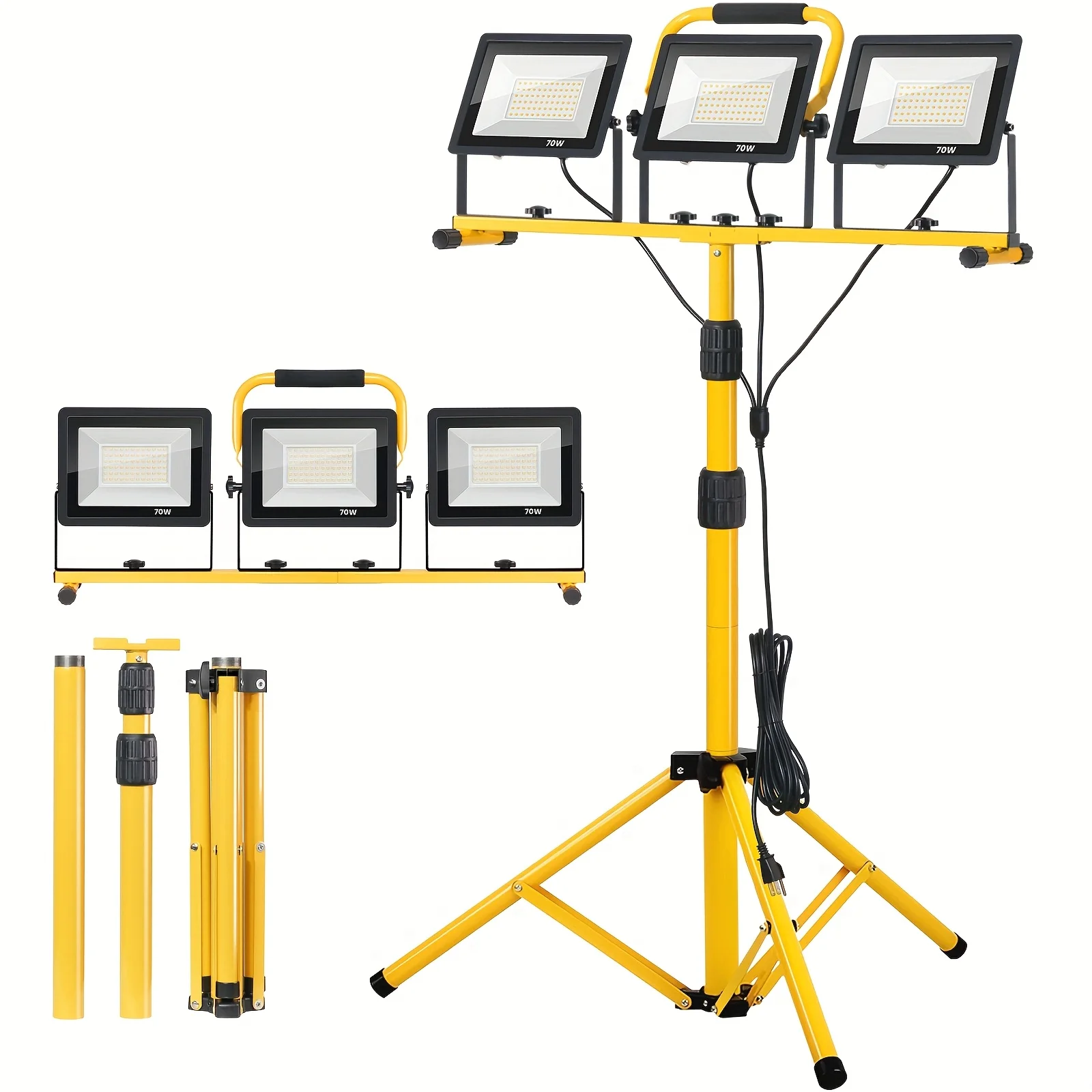 21600 Lumens LED Work Light (with Stand) - IP66 Waterproof 70W High Brightness LED 3-Head Portable Work Light with 16.5ft Power Cord (with Plug Protector) Tripod Work Light for Fathers Day Dad Gifts, Workshop, Garage, Construction Site
21600 Lumens LED Work Light (with Stand) - IP66 Waterproof 70W High Brightness LED 3-Head Portable Work Light with 16.5ft Power Cord (with Plug Protector) Tripod Work Light for Fathers Day Dad Gifts, Workshop, Garage, Construction Site