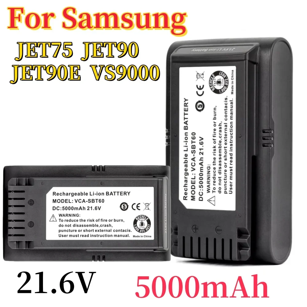 New 21.6V 5000mAh Battery for Samsung Jet 75/75+/90/90+ Vacuum Cleaner - Compatible with VCA-SBT90 Models
New 21.6V 5000mAh Battery for Samsung Jet 75/75+/90/90+ Vacuum Cleaner - Compatible with VCA-SBT90 Models