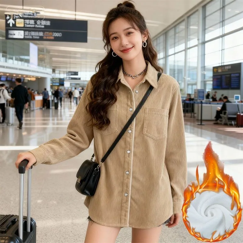 Женская повседневная верхняя одежда Thiened Fce на подкладке Corduroy Long Sve irt, теплый топ, осень-зима, новинка Sle Girl's irt
Женская повседневная верхняя одежда Thiened Fce на подкладке Corduroy Long Sve irt, теплый топ, осень-зима, новинка Sle Girl's irt