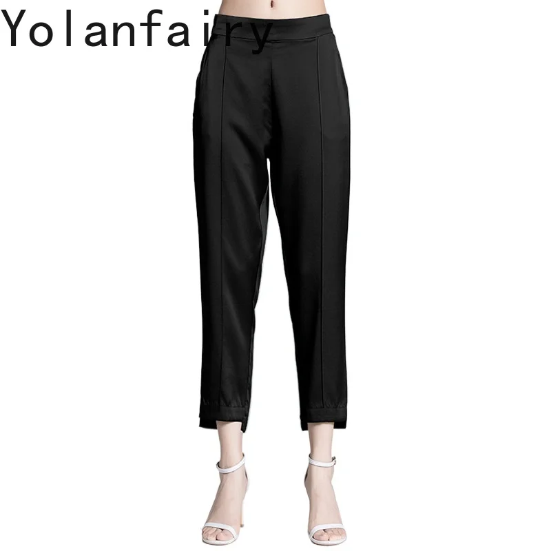 YOLANFAIRY 95% шелковые черные брюки, женская одежда, летние корейские шаровары, женские брюки, брюки с девятью точками, эластичная резинка на талии
YOLANFAIRY 95% шелковые черные брюки, женская одежда, летние корейские шаровары, женские брюки, брюки с девятью точками, эластичная резинка на талии
