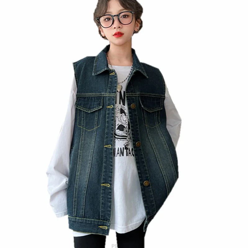Cowgirl Fashion Denim Vest Kids Girl Vintage Dark Blue Sleeveless Denim Jacket Waistcoat Teens Child New Spring Clothing Outfit
Cowgirl Fashion Denim Vest Kids Girl Vintage Dark Blue Sleeveless Denim Jacket Waistcoat Teens Child New Spring Clothing Outfit