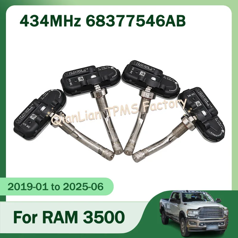 68377546AB Tire Pressure Monitor Systems For RAM 3500 DRW 2019-2025 4pcs 434MHz TPMS Tire Sensor
68377546AB Tire Pressure Monitor Systems For RAM 3500 DRW 2019-2025 4pcs 434MHz TPMS Tire Sensor
