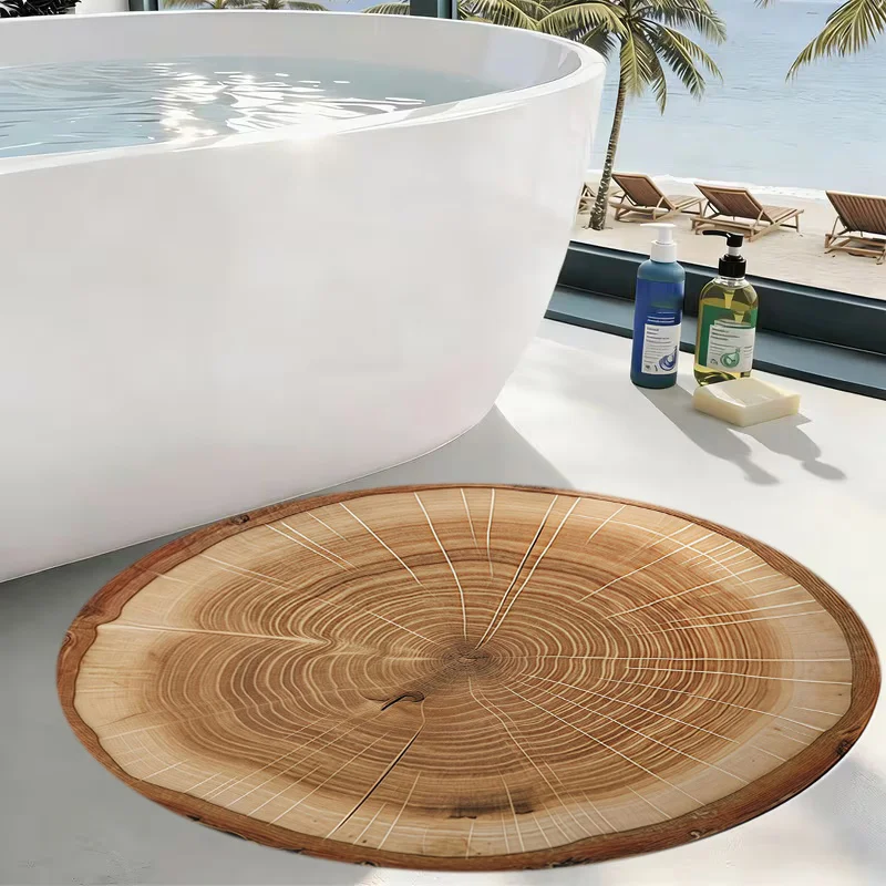 A Round Non-slip Bathroom Mat with a Tree Stump Growth Ring Pattern Design, Made of High-quality Flannel Fabric, 10mm Thick, 450
A Round Non-slip Bathroom Mat with a Tree Stump Growth Ring Pattern Design, Made of High-quality Flannel Fabric, 10mm Thick, 450