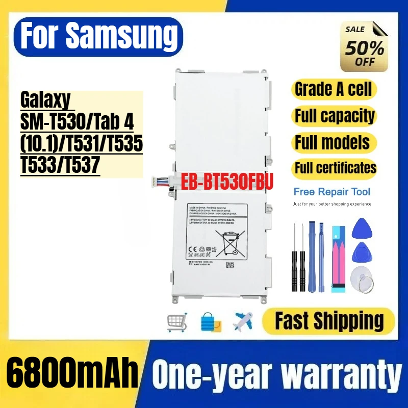 EB-BT530FBU for Samsung Galaxy SM-T530/Tab 4 (10.1)/T531/T535/T533/T537 Tablet Battery Replacement Bateria Grade A with Tools
EB-BT530FBU for Samsung Galaxy SM-T530/Tab 4 (10.1)/T531/T535/T533/T537 Tablet Battery Replacement Bateria Grade A with Tools