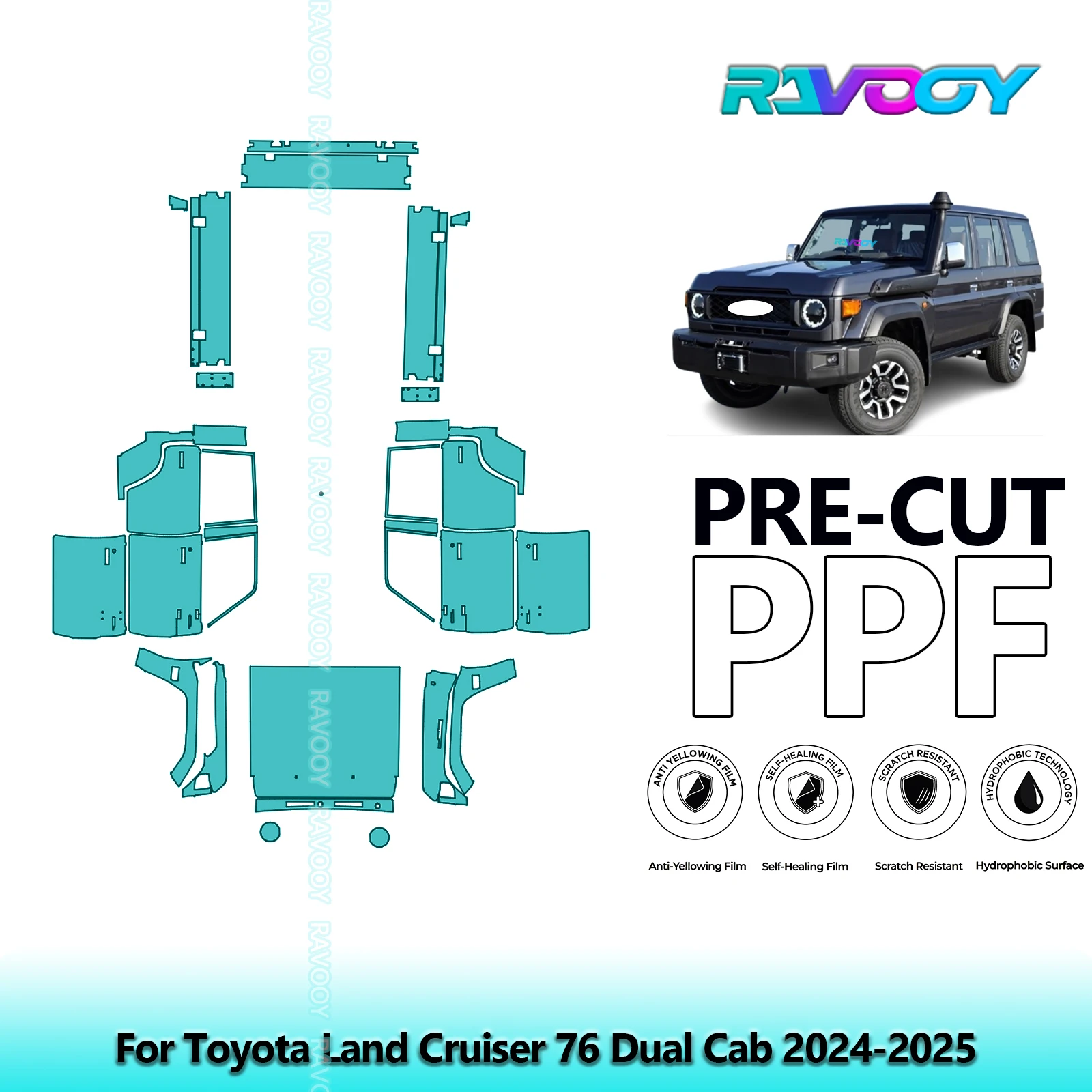 Car Precut PPF Paint Protection Film Full Vehicle For Toyota Land Cruiser 76 Dual Cab 2024-2025
Car Precut PPF Paint Protection Film Full Vehicle For Toyota Land Cruiser 76 Dual Cab 2024-2025