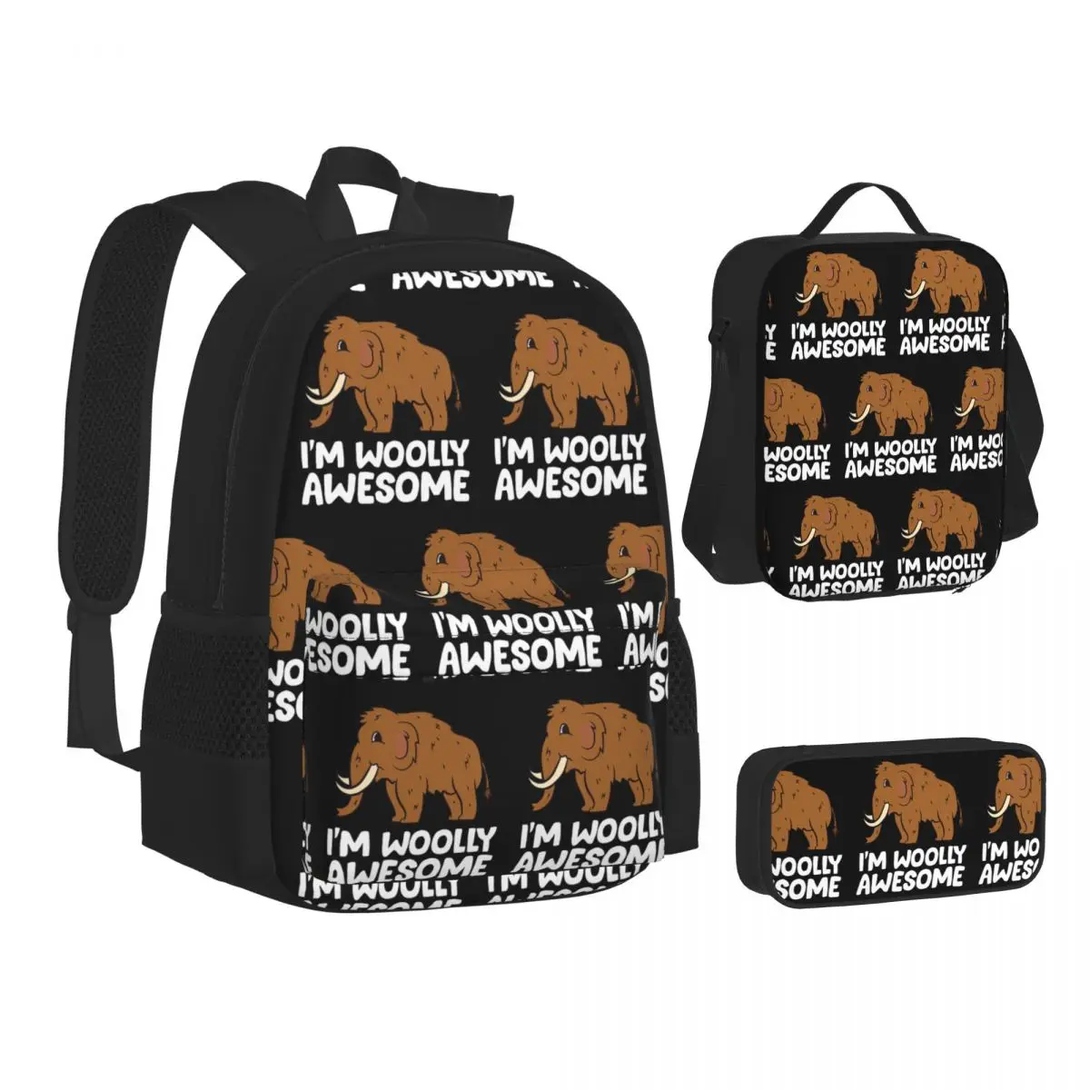 I'm Woolly Awesome Cute Woolly Mammoth BackpacksChildren School Bags Kids Rucksack Lunch Bag Pen Bag Three-Piece Set
I'm Woolly Awesome Cute Woolly Mammoth BackpacksChildren School Bags Kids Rucksack Lunch Bag Pen Bag Three-Piece Set