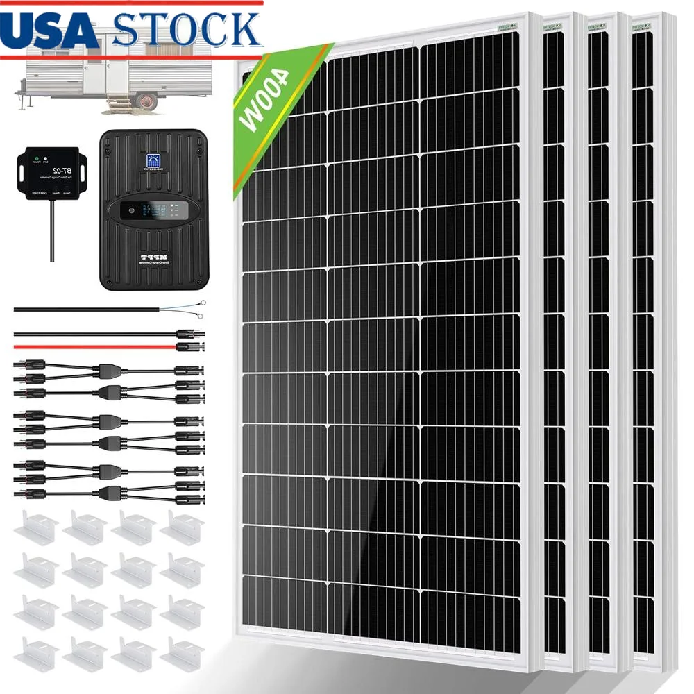 400W 12V Solar Panel Kit 4pcs 100W Monocrystalline Panels 40A MPPT Charge Controller Bluetooth Monitor Easy Installation
400W 12V Solar Panel Kit 4pcs 100W Monocrystalline Panels 40A MPPT Charge Controller Bluetooth Monitor Easy Installation