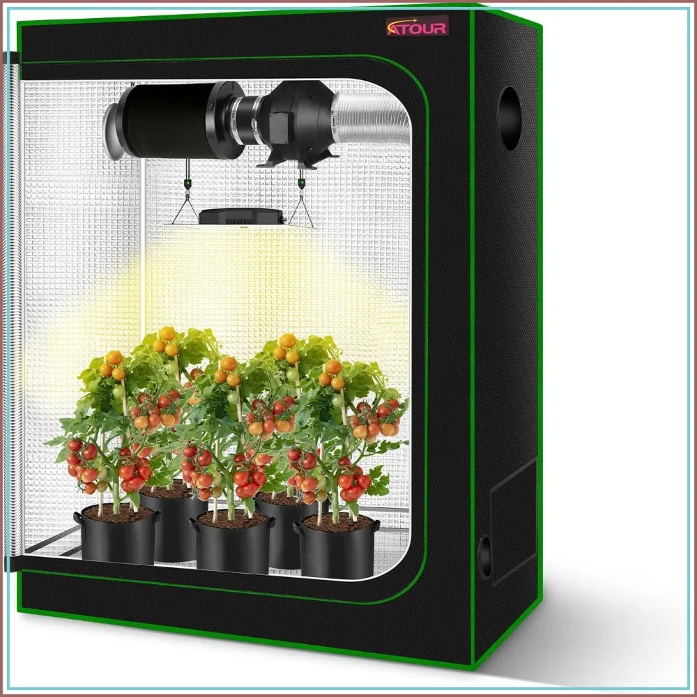 48"x24"x60" Grow Tent, Reflective 600D Mylar, Hydroponic Grow Tent with Observation Window and Floor Tray for Indoor Plant Growing 4'x2'
48"x24"x60" Grow Tent, Reflective 600D Mylar, Hydroponic Grow Tent with Observation Window and Floor Tray for Indoor Plant Growing 4'x2'