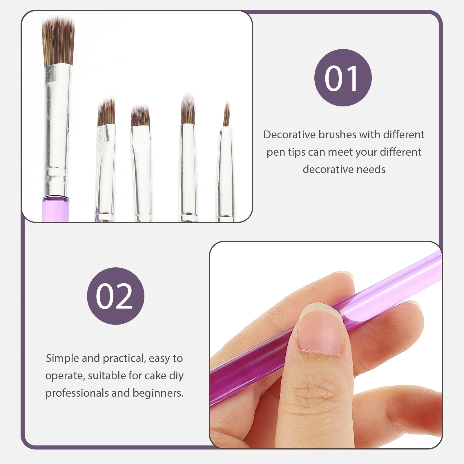 5 Pcs Cake Paint Brushes Decorating Kit Thin Supplies Kits Plastic Plus Nylon Decoration Tool Small Tools 
5 Pcs Cake Paint Brushes Decorating Kit Thin Supplies Kits Plastic Plus Nylon Decoration Tool Small Tools