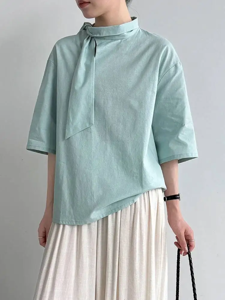 Women Blue Brief Elegant Big Size Blouse New Stand Collar Half Sleeve Shirt Fashion Tide Spring Summer
Women Blue Brief Elegant Big Size Blouse New Stand Collar Half Sleeve Shirt Fashion Tide Spring Summer