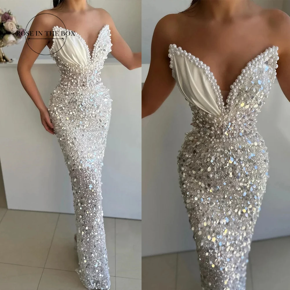 Sweetheart White Pearls Mermaid Evening Dresses 2025 Sleevess Long Formal Party Gowns Women Sequin Prom Dress Customized
Sweetheart White Pearls Mermaid Evening Dresses 2025 Sleevess Long Formal Party Gowns Women Sequin Prom Dress Customized