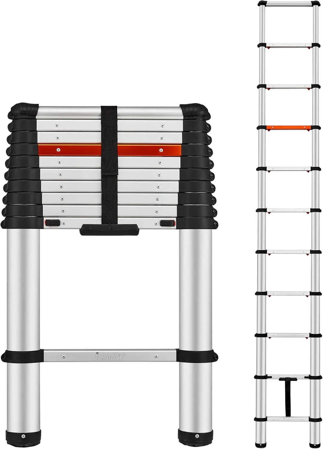 10.8 FT Aluminum Telescoping Ladder with One-Button Retraction, Soft Close Design for RV, Household, Outdoor Use, 250lb Capacity
10.8 FT Aluminum Telescoping Ladder with One-Button Retraction, Soft Close Design for RV, Household, Outdoor Use, 250lb Capacity