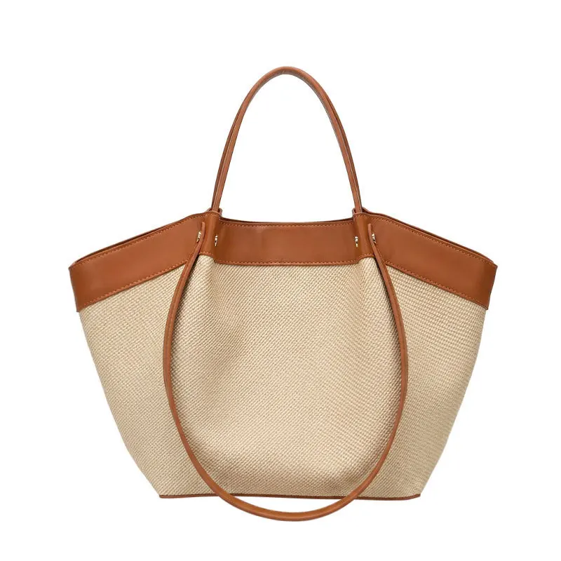 Designer Large Capacity Straw Woven Splicing Pu Leather Women's Tote Bag 2026 Summer Simple Shopper Shoulder Beach Bag
Designer Large Capacity Straw Woven Splicing Pu Leather Women's Tote Bag 2026 Summer Simple Shopper Shoulder Beach Bag