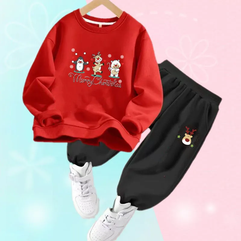 Spring Autumn Girls Christmas Outfits Reindeer Long Sleeve Crew Neck Sweatshirt and Elastic Waist Pants 2Pcs Set
Spring Autumn Girls Christmas Outfits Reindeer Long Sleeve Crew Neck Sweatshirt and Elastic Waist Pants 2Pcs Set
