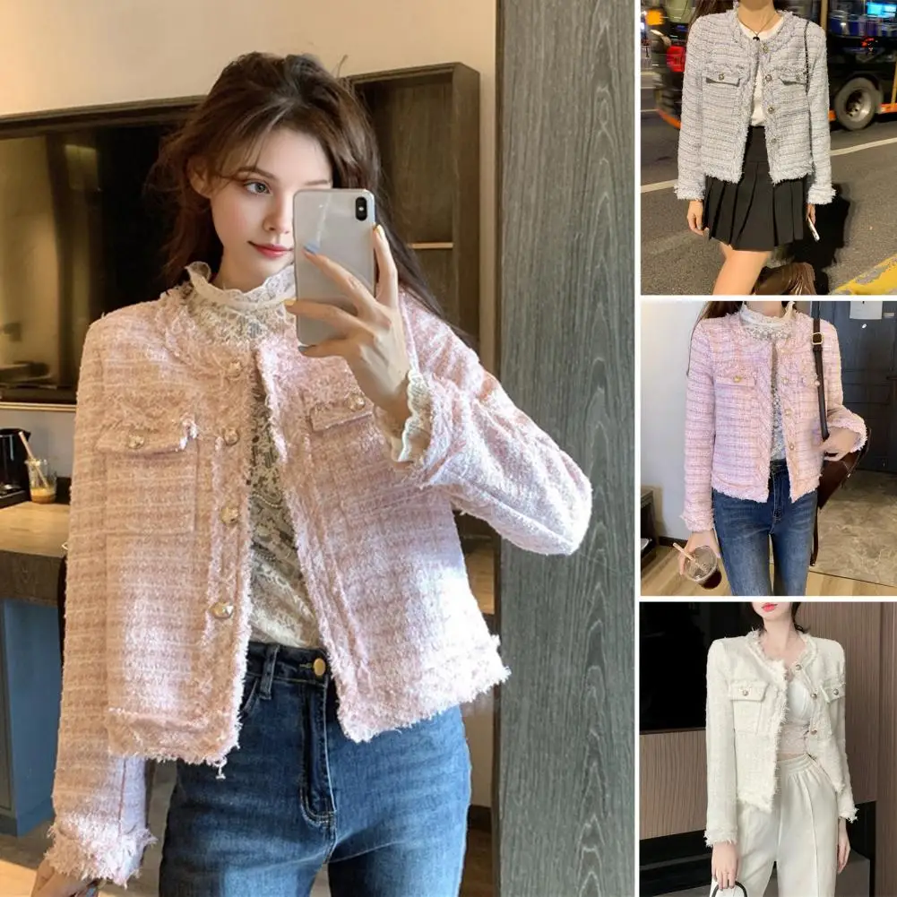 Women Elegant Cropped Jacket 2025 Women's Fashion Cardigan O-Neck Long Sleeved Flip Pocket Coat Female Casual Outwear Tops
Women Elegant Cropped Jacket 2025 Women's Fashion Cardigan O-Neck Long Sleeved Flip Pocket Coat Female Casual Outwear Tops 