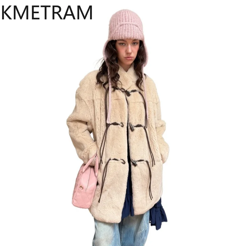 KMETRAM Real Rex Rabbit Fur Jacket Women 2026 New Horn Buttons Stand Collar Mid-Length Genuine Fur Winter Outerwear Шуба Женская
KMETRAM Real Rex Rabbit Fur Jacket Women 2026 New Horn Buttons Stand Collar Mid-Length Genuine Fur Winter Outerwear Шуба Женская