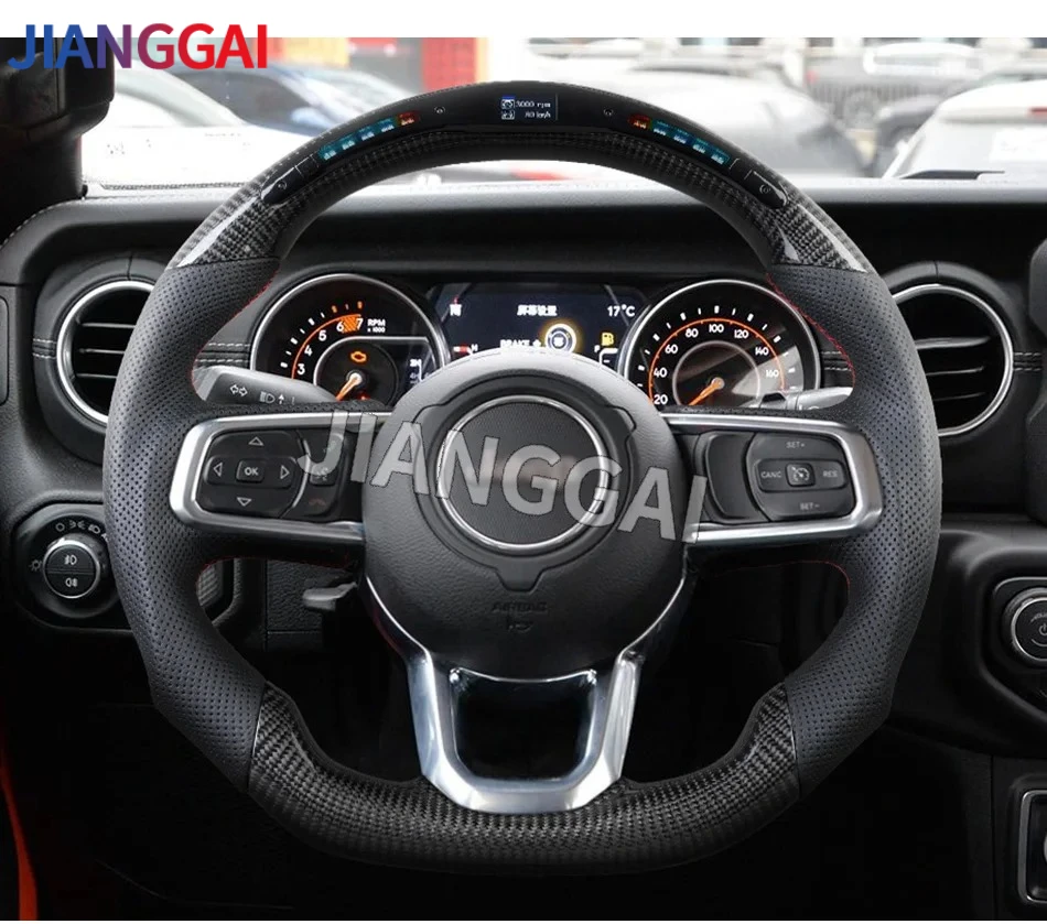 LED Carbon Fiber Perforated Leather Steering Wheel With Heated Function Red Stitching For Jeep Wrangler JL GLADIATOR 2018-2024
LED Carbon Fiber Perforated Leather Steering Wheel With Heated Function Red Stitching For Jeep Wrangler JL GLADIATOR 2018-2024