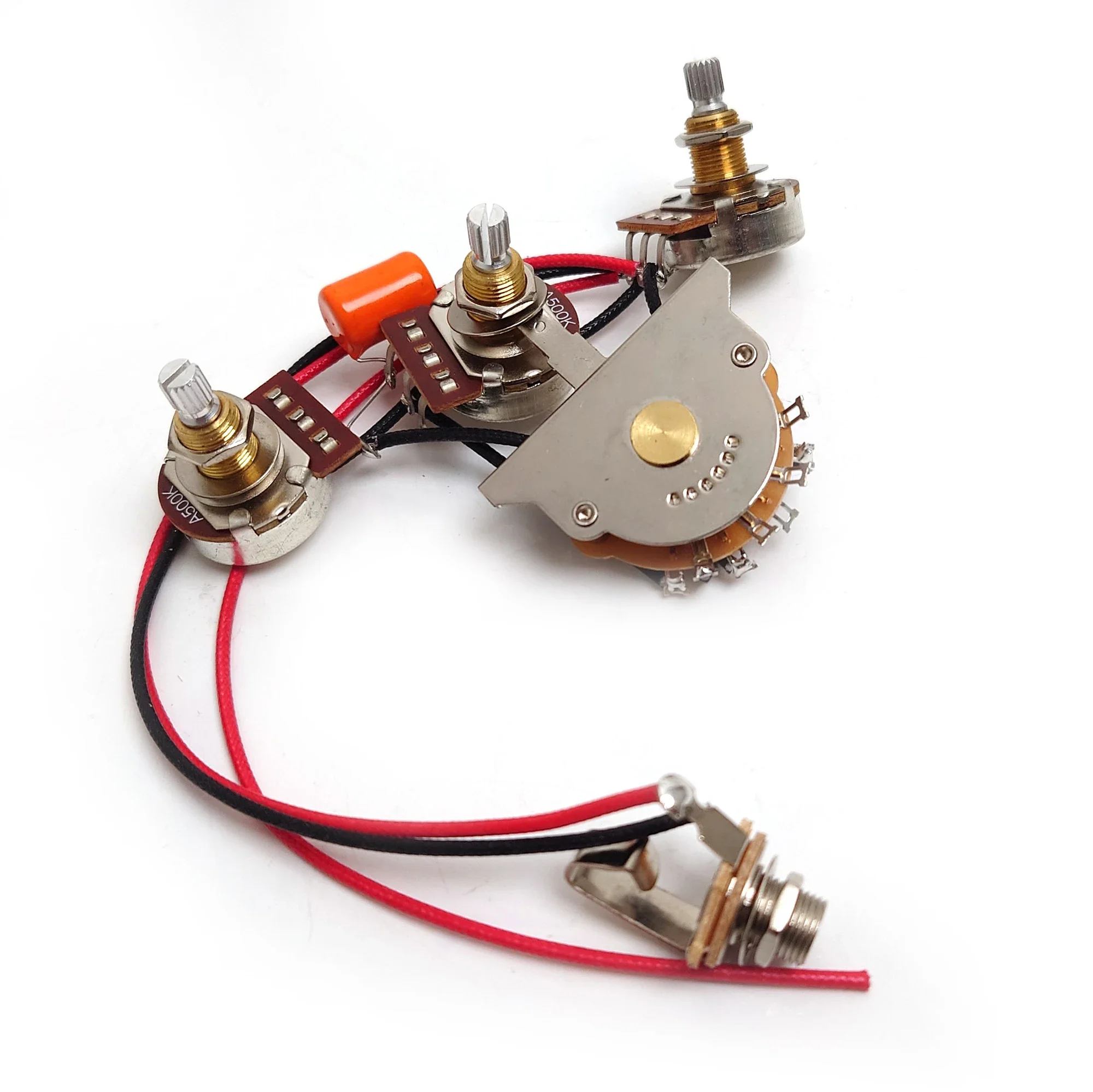 Guitar Prewired Wiring Harness 500K Pots 5-way Switch 1V2T Hand-Wired ST Guitar Harness Upgrade for American/Mexican St Guitar
Guitar Prewired Wiring Harness 500K Pots 5-way Switch 1V2T Hand-Wired ST Guitar Harness Upgrade for American/Mexican St Guitar