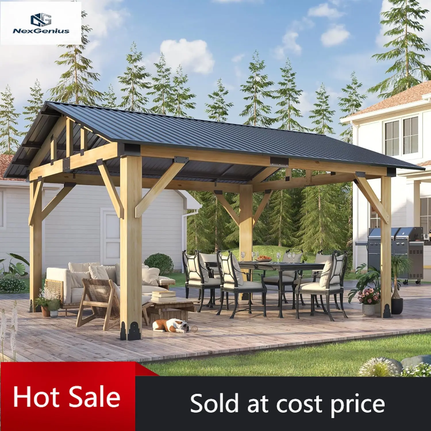 Wood Gazebo 13'x15', Outdoor Hardtop Gazebo, Cedar Wooden Gazebos with Waterproof Steel Roof, Fit Patio, Backyard, Garden, Lawns
Wood Gazebo 13'x15', Outdoor Hardtop Gazebo, Cedar Wooden Gazebos with Waterproof Steel Roof, Fit Patio, Backyard, Garden, Lawns
