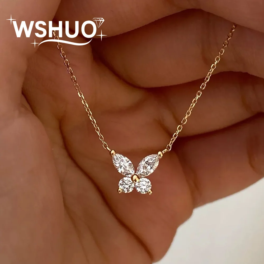 Butterfly Shape Moissanite Pendant Necklace for Women Marquise/Round Lab Diamond 100% S925 silver Neck Chain with Certificate
Butterfly Shape Moissanite Pendant Necklace for Women Marquise/Round Lab Diamond 100% S925 silver Neck Chain with Certificate