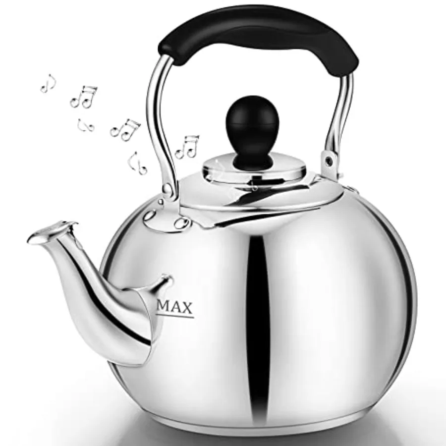 Stovetop Tea Kettle with Whistle - 2.0 Quart 18/8 Stainless Steel Tea Pot for Gas Stove and Electric Coil Stovetop, Food-Safe,
Stovetop Tea Kettle with Whistle - 2.0 Quart 18/8 Stainless Steel Tea Pot for Gas Stove and Electric Coil Stovetop, Food-Safe,