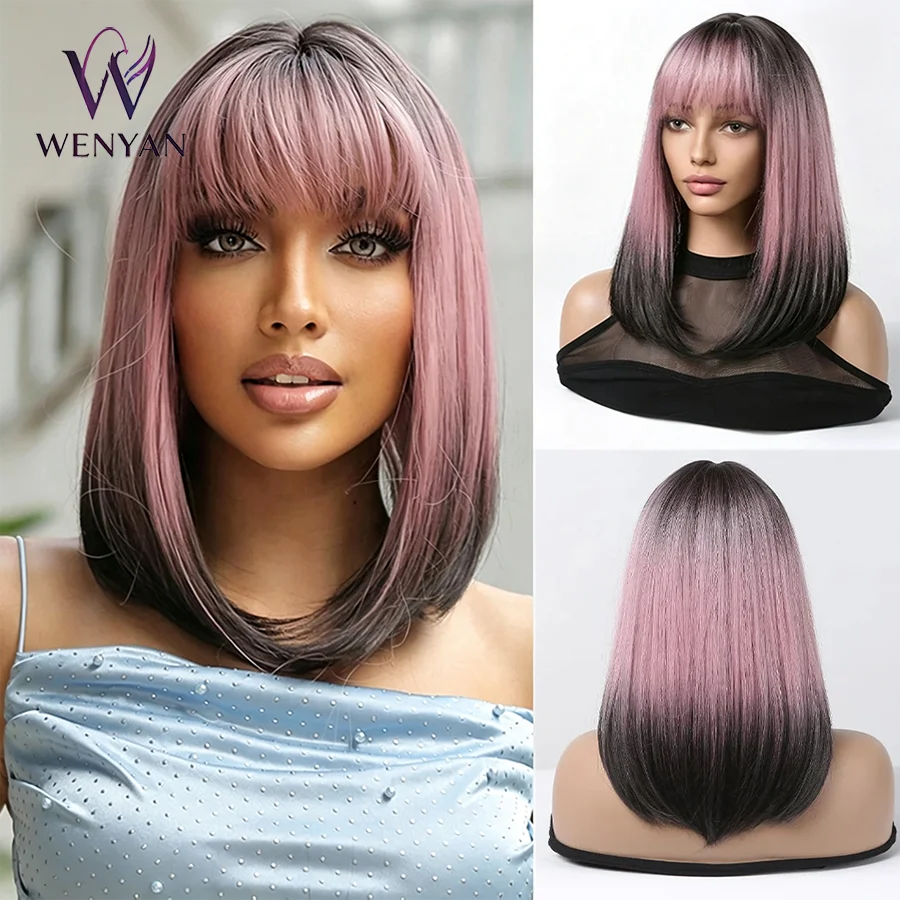 14in Gradient Pink Straight Bob Wig Fringe Bangs Heat Resistant Synthetic Wig Ladies Fashion Wig
14in Gradient Pink Straight Bob Wig Fringe Bangs Heat Resistant Synthetic Wig Ladies Fashion Wig