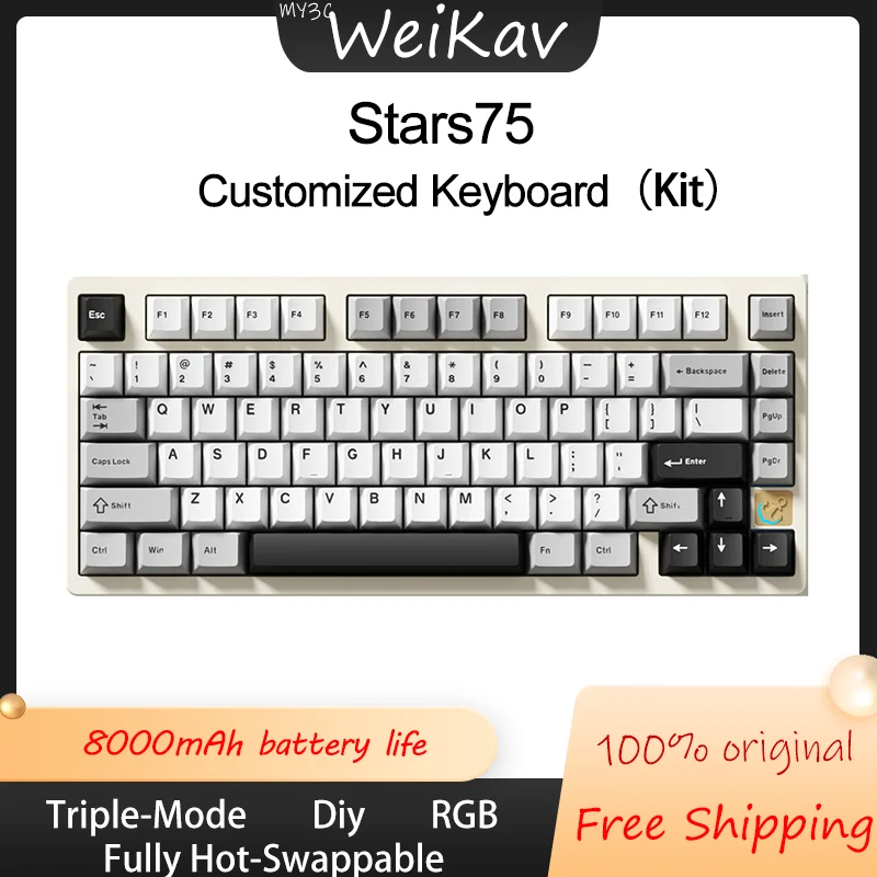 Weikav Stars75 Mechanical Keyboard(Kit)Triple-Mode Aluminum Chassis Customized Hot-Swappable Personalized Diy E-Sport Rgb
Weikav Stars75 Mechanical Keyboard(Kit)Triple-Mode Aluminum Chassis Customized Hot-Swappable Personalized Diy E-Sport Rgb