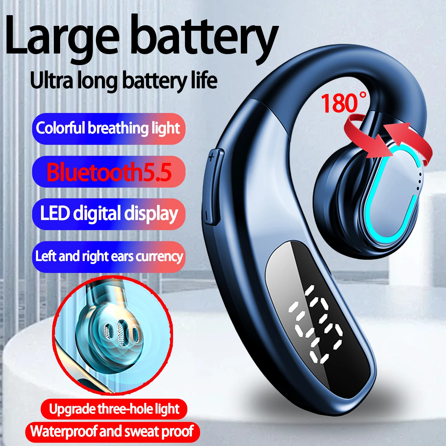 New 180° Rotation Bluetooth 5.5 Headphone With Real-time Digital Display HD Sound Quality Durable Endurance Painless Headphones
New 180° Rotation Bluetooth 5.5 Headphone With Real-time Digital Display HD Sound Quality Durable Endurance Painless Headphones