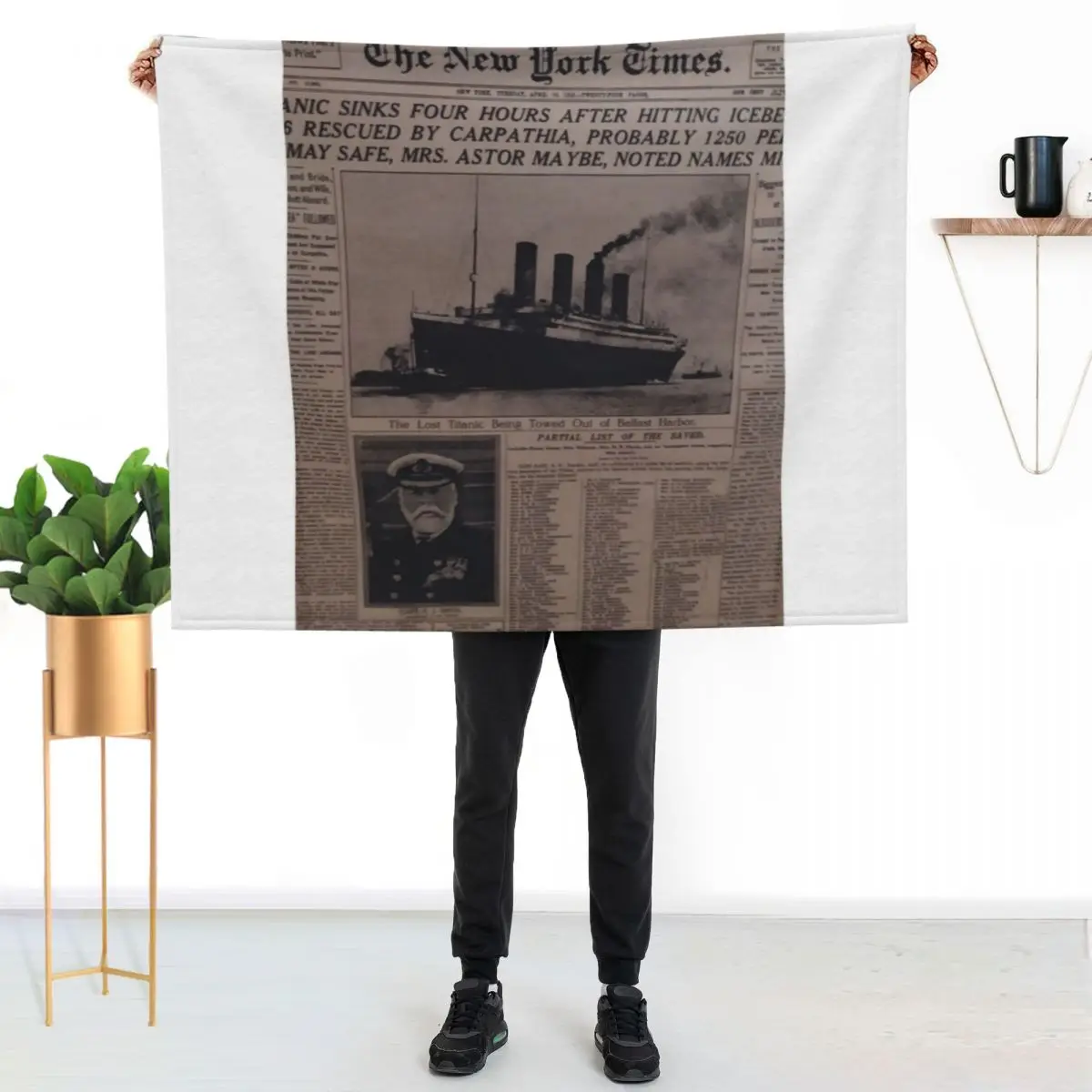 FRONT FRONT OF THE NEW YORK TIMES THE DAY AFTER THE TITANIC SINK Throw Blanket Machine Washable Soft Warm Blanket
FRONT FRONT OF THE NEW YORK TIMES THE DAY AFTER THE TITANIC SINK Throw Blanket Machine Washable Soft Warm Blanket