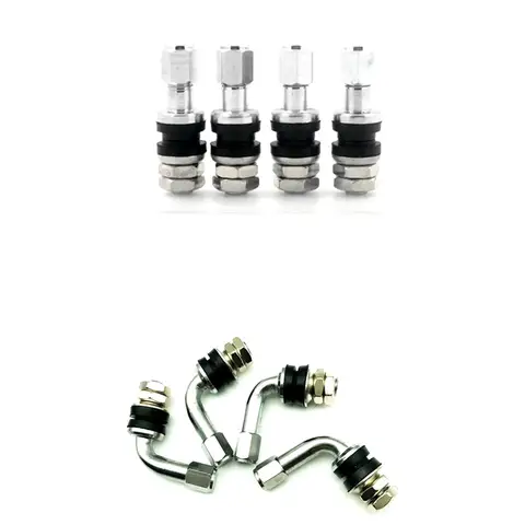 4pc Universal Bolt in Tire Valve Stems Chrome Metal High Pressure Brass Clamp in 45/90 DEGREE ANGLE TR416/48 for Car Vehicle