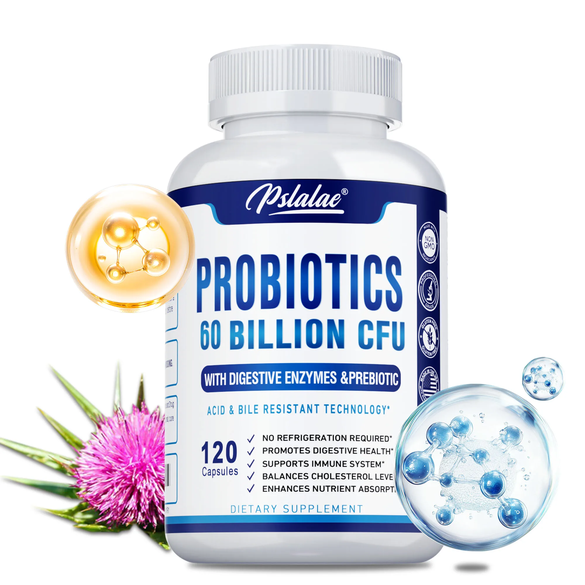 Probiotics 60 Billion CFU - Regulate Gut Flora Balance, Support Intestinal Health, Promotes Nutrient Absorption, Boost Immunity
Probiotics 60 Billion CFU - Regulate Gut Flora Balance, Support Intestinal Health, Promotes Nutrient Absorption, Boost Immunity