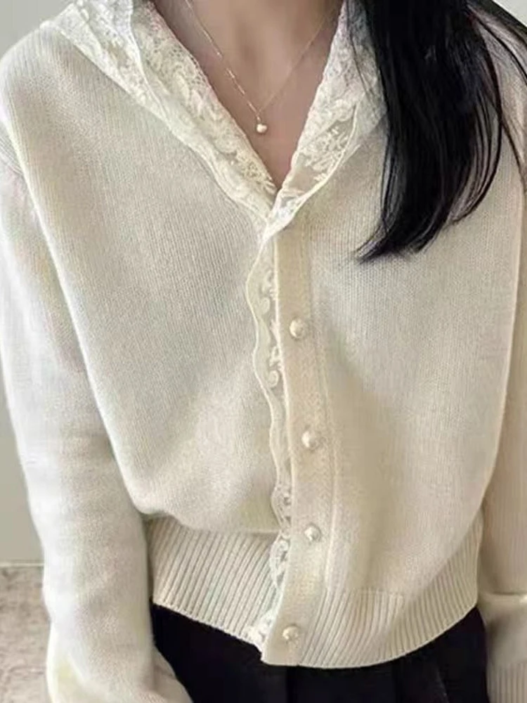 Korean Style Hooded Lace Knitted Open Cardigan Women's Autumn New Elegance Single Button Sweater Outerwear Loose Fit Long Sleeve
Korean Style Hooded Lace Knitted Open Cardigan Women's Autumn New Elegance Single Button Sweater Outerwear Loose Fit Long Sleeve