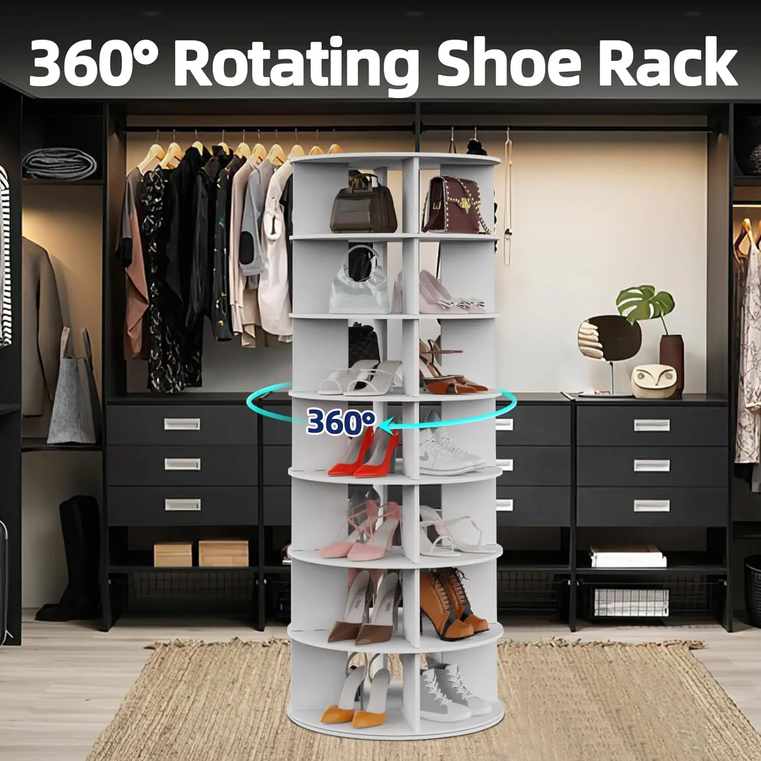 360-Degree rotating shoe rack 7-layer display shopping mall home multi-layer floor-to-ceiling entrance circular shoe cabinet
360-Degree rotating shoe rack 7-layer display shopping mall home multi-layer floor-to-ceiling entrance circular shoe cabinet
