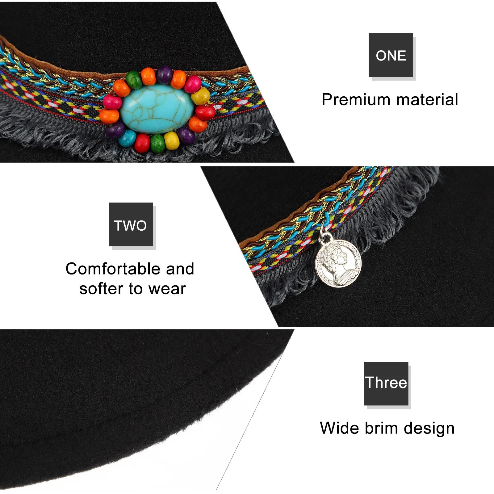Retro Woolen Fedora Hats Black Felt Jazz Hat for Men Women Sun Protection Wide Brim Ethnic Style Classical Hat
Retro Woolen Fedora Hats Black Felt Jazz Hat for Men Women Sun Protection Wide Brim Ethnic Style Classical Hat