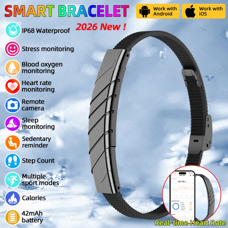 2026 NEW Smart Bracelet Fashion Sports Tracker Stress Blood Oxygen Real Time Heart Rate Monitor IP68 Waterproof Men Smart Watch
2026 NEW Smart Bracelet Fashion Sports Tracker Stress Blood Oxygen Real Time Heart Rate Monitor IP68 Waterproof Men Smart Watch