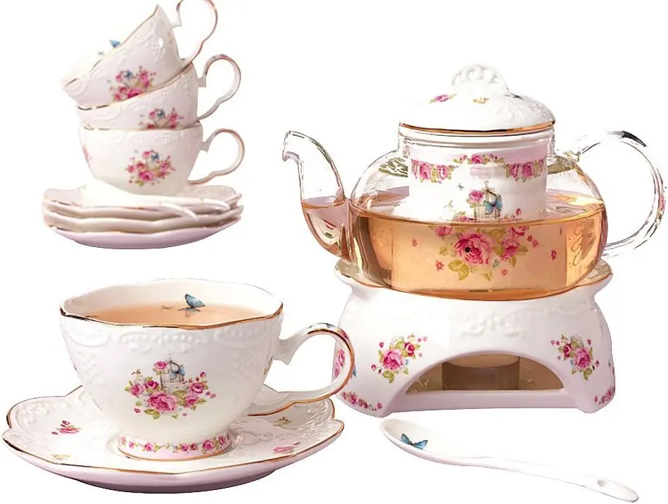 ® Винтажные чайные сервизы из фарфоровой цветочной серии, набор чайных чашек с блюдцем и подогревателем для чайника - фильтр и ложка, набор из 16 шт. в 1 (16 шт.
® Винтажные чайные сервизы из фарфоровой цветочной серии, набор чайных чашек с блюдцем и подогревателем для чайника - фильтр и ложка, набор из 16 шт. в 1 (16 шт.