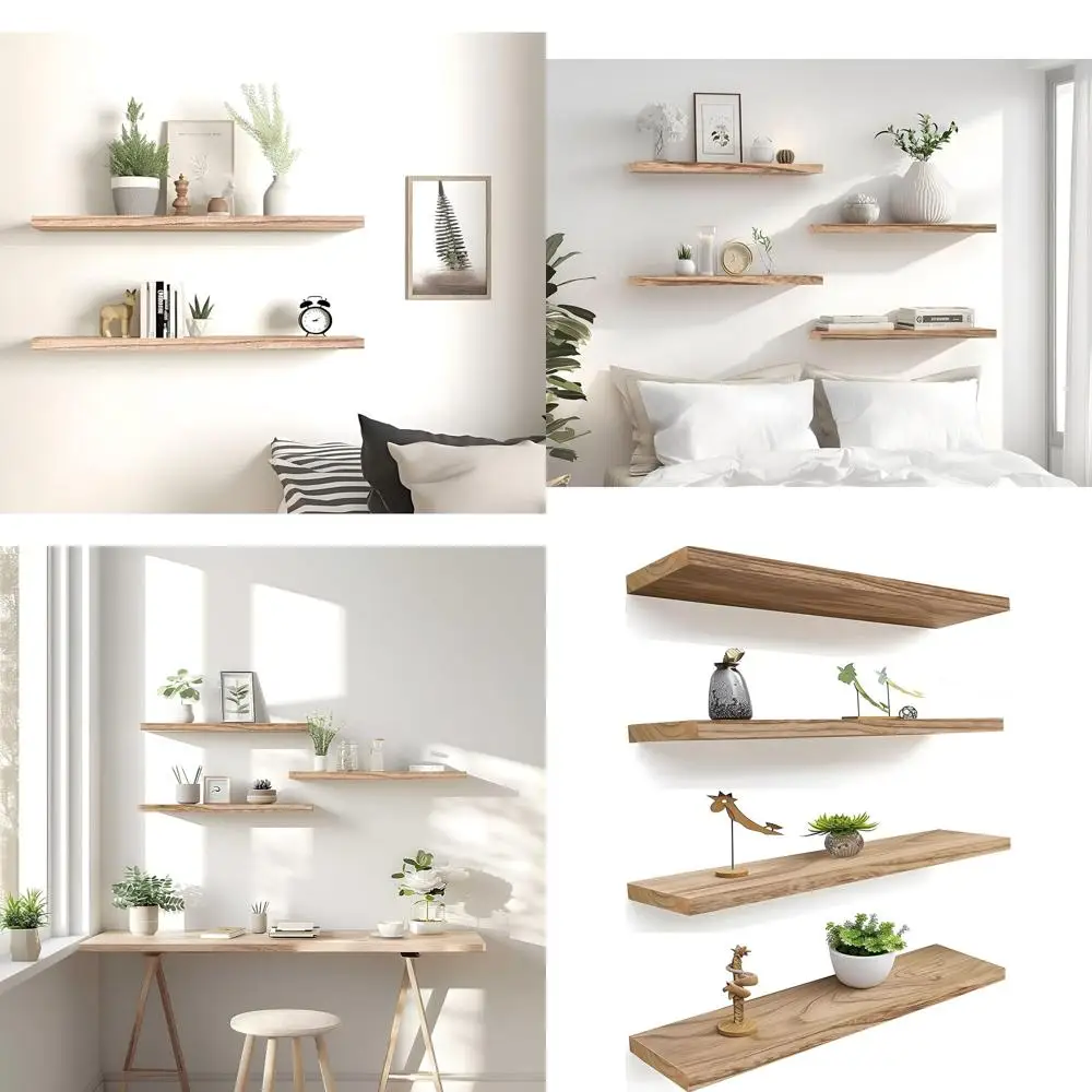 24 Inch Rustic Floating Shelves - Set of 4 for Bedroom and Living Room
24 Inch Rustic Floating Shelves - Set of 4 for Bedroom and Living Room