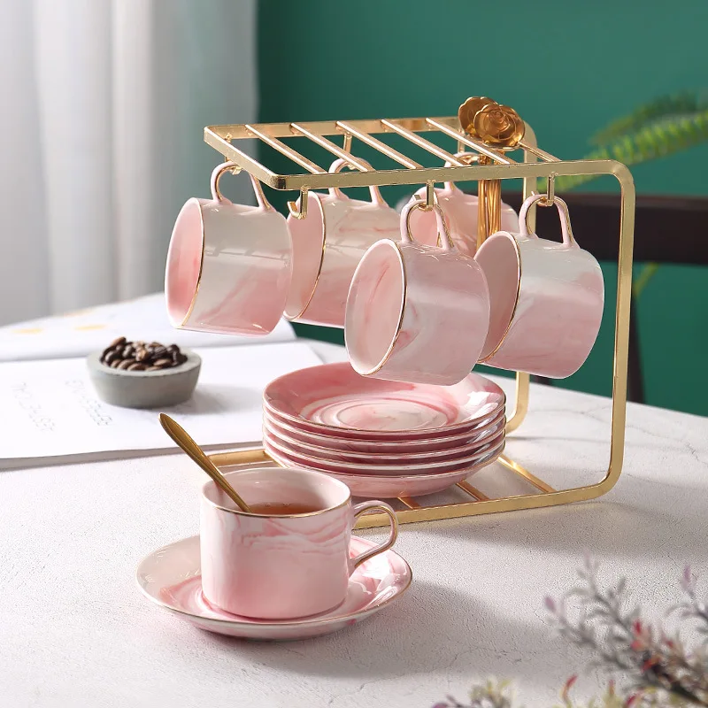 Hxl ceramic marble pink coffee cup and saucer set afternoon tea cup bone china
Hxl ceramic marble pink coffee cup and saucer set afternoon tea cup bone china