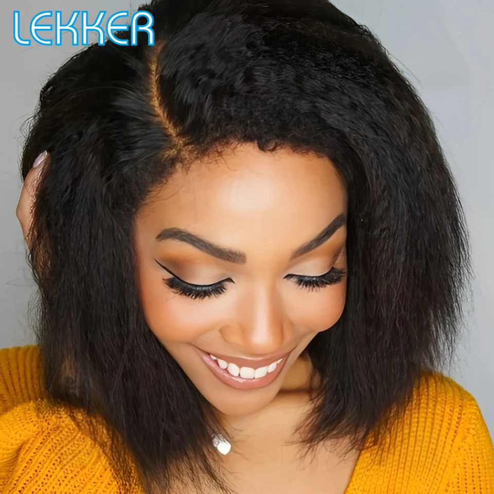 Lekker Glueless Kinky Straight Bob Part Lace 100% Human Hair Wigs For Women Brazilian Remy Hair Natural Dark Wear to go Yaki Wig
Lekker Glueless Kinky Straight Bob Part Lace 100% Human Hair Wigs For Women Brazilian Remy Hair Natural Dark Wear to go Yaki Wig