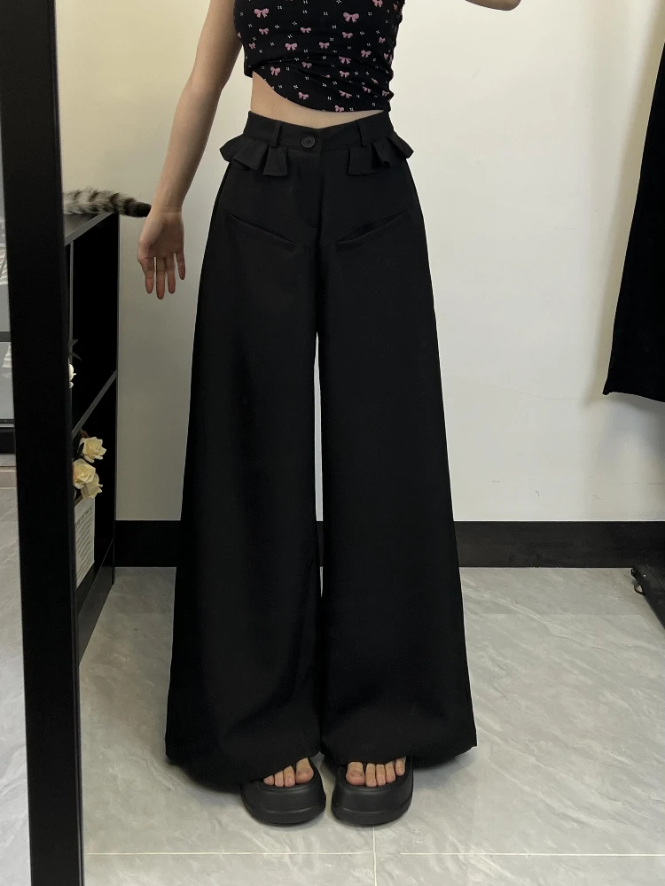 Черный костюм, повседневные брюки, женские летние дизайнерские кружевные брюки с высокой талией, свободные прямые брюки с висячими штанинами, широкие брюки
Черный костюм, повседневные брюки, женские летние дизайнерские кружевные брюки с высокой талией, свободные прямые брюки с висячими штанинами, широкие брюки