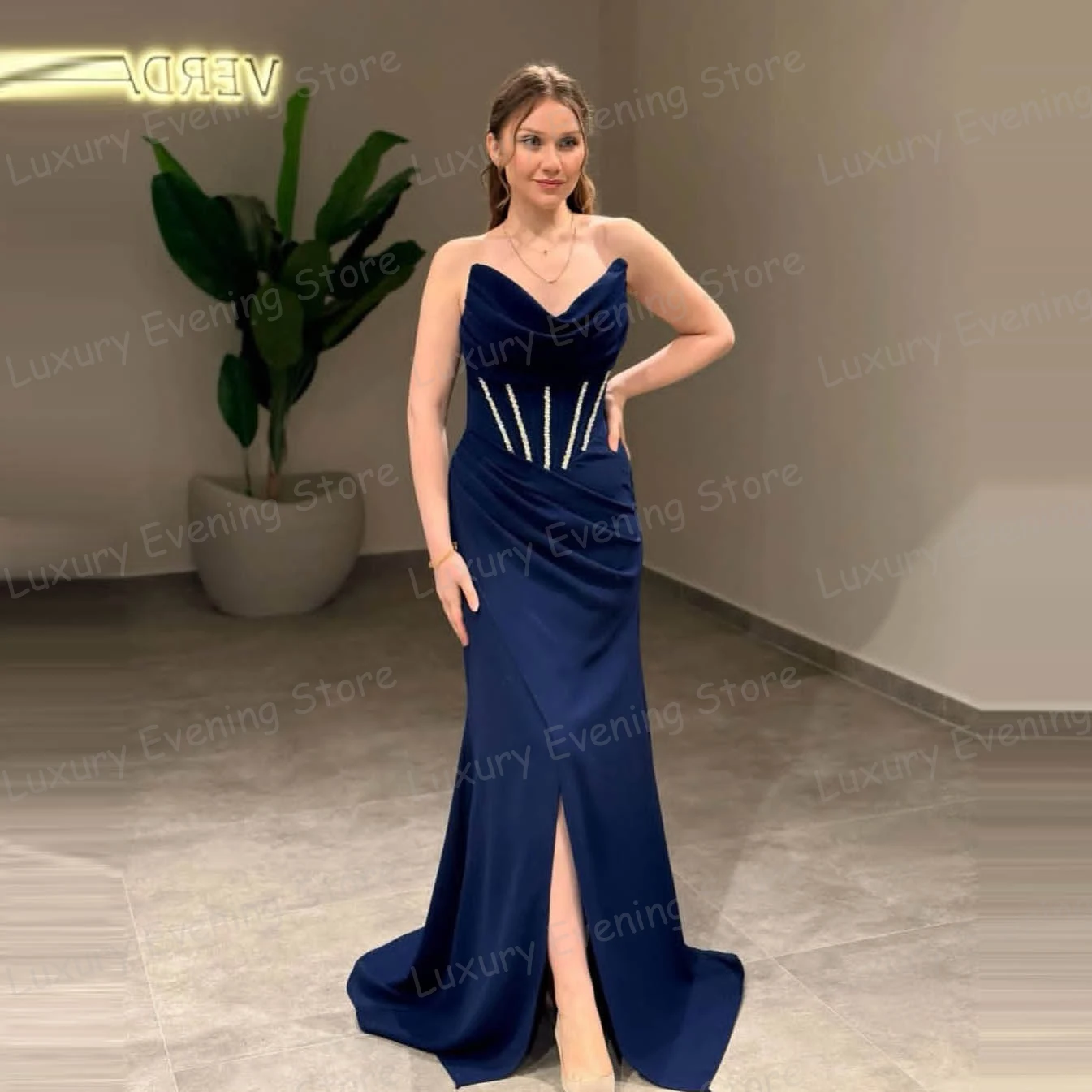 Simple 2025 Fashion Evening Dresses Woman's Mermaid Sleeveless Sexy Strapless Side Split Prom Gowns Vestidos De Novia Customized
Simple 2025 Fashion Evening Dresses Woman's Mermaid Sleeveless Sexy Strapless Side Split Prom Gowns Vestidos De Novia Customized