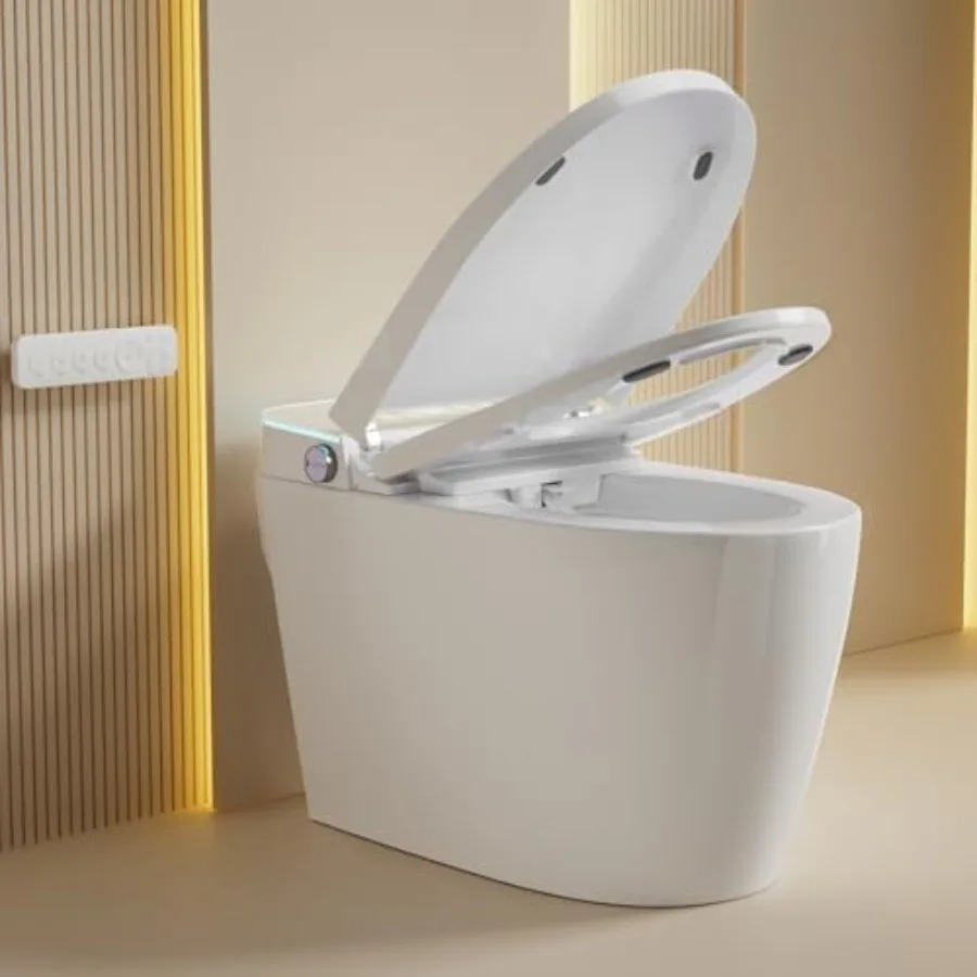 Smart toilet for home use, ceramic white, with bidet, auto open/close lid, adjustable temperature, self-cleaning nozzle, LED Fa
Smart toilet for home use, ceramic white, with bidet, auto open/close lid, adjustable temperature, self-cleaning nozzle, LED Fa