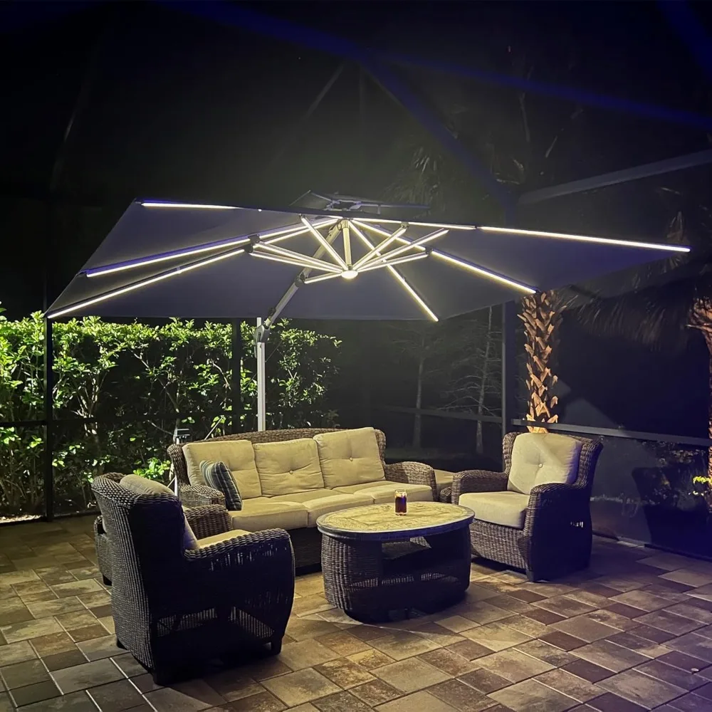 10 Feet Double Top Deluxe Solar Powered LED Square Patio Umbrella Offset Hanging Umbrella Outdoor Market Umbrella Garden Umbrel
10 Feet Double Top Deluxe Solar Powered LED Square Patio Umbrella Offset Hanging Umbrella Outdoor Market Umbrella Garden Umbrel
