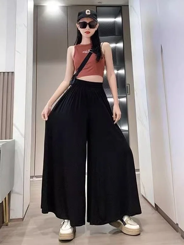Casual High Waist Draped Loose plus Size Women's Wide Leg Pants Skirt 300 Pounds Slimming Elastic Waist Drapey Skirt
Casual High Waist Draped Loose plus Size Women's Wide Leg Pants Skirt 300 Pounds Slimming Elastic Waist Drapey Skirt