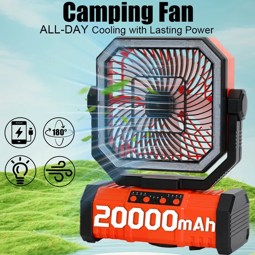 Портативный уличный вентилятор емкостью 20000 мАч со светодиодной подсветкой и крючком, вентиляторы для кемпинга, аккумуляторный настольный вентилятор для офиса, путешествий, беговой дорожки, снаряжение для кемпинга
Портативный уличный вентилятор емкостью 20000 мАч со светодиодной подсветкой и крючком, вентиляторы для кемпинга, аккумуляторный настольный вентилятор для офиса, путешествий, беговой дорожки, снаряжение для кемпинга