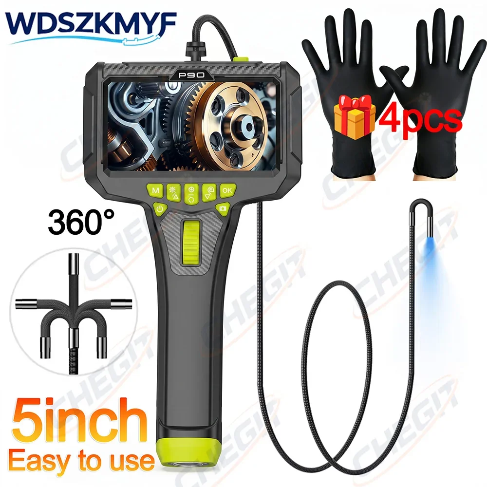 360° Steering Industrial Endoscope Camera 6mm Single Lens 5“ screen LED Waterproof Inspection Borescope For Car/Pipe/Repair
360° Steering Industrial Endoscope Camera 6mm Single Lens 5“ screen LED Waterproof Inspection Borescope For Car/Pipe/Repair