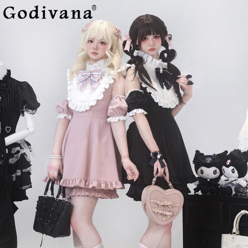 Japanese Style Sweet Lolita Dress Set Summer New Girl's Cute Bow Splicing Sleeves Mine Dress Shorts 2 Piece Sets Women's Outfits
Japanese Style Sweet Lolita Dress Set Summer New Girl's Cute Bow Splicing Sleeves Mine Dress Shorts 2 Piece Sets Women's Outfits