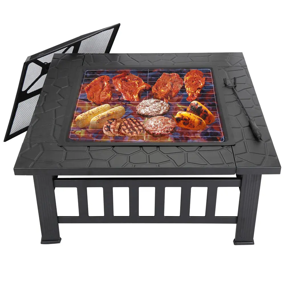 32" Metal Firepit Patio Backyard Garden Square Stove Cover Fire Pit Heat Brazier
32" Metal Firepit Patio Backyard Garden Square Stove Cover Fire Pit Heat Brazier