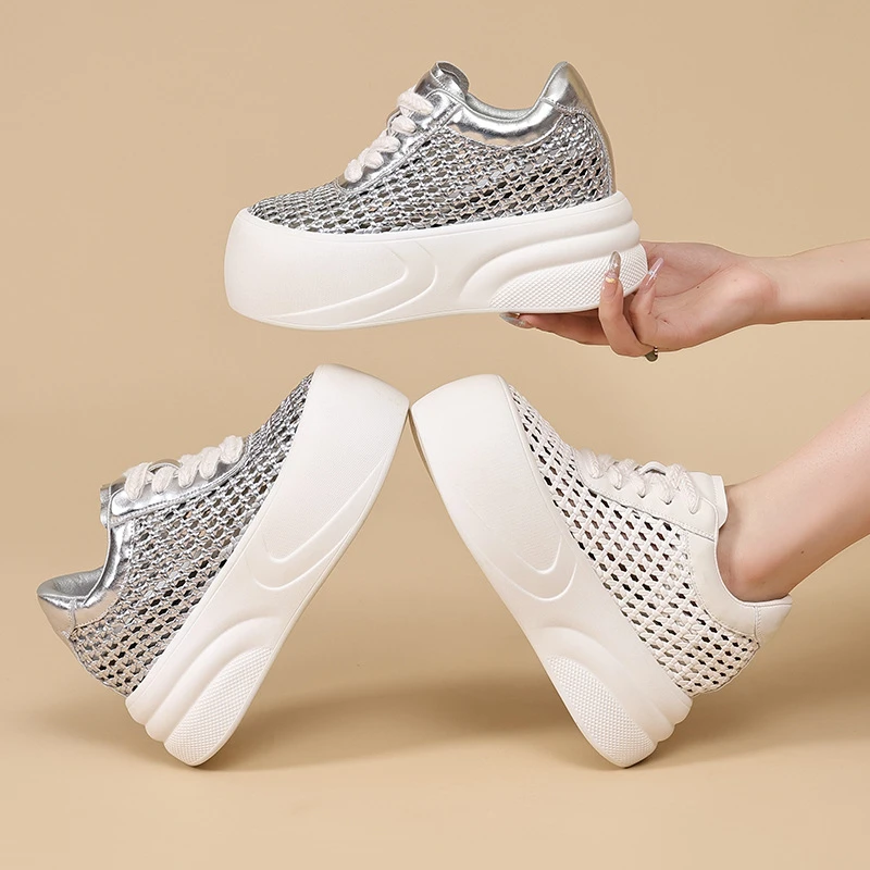 Summer Breathable Mesh Platform Sneakers Hidden Height Increasing Casual All Match White Silver Thick Sole Hollow Out Shoes For
Summer Breathable Mesh Platform Sneakers Hidden Height Increasing Casual All Match White Silver Thick Sole Hollow Out Shoes For