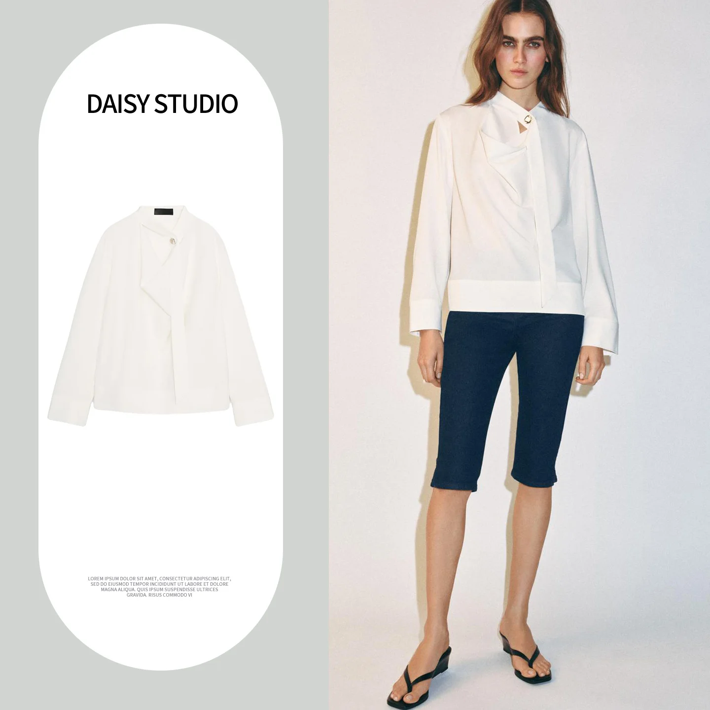 Spring Summer New Women's Commuter Style Loose Fit Shirt with Button Decoration Long Sleeve round Neck Tie Neck Design 2642320
Spring Summer New Women's Commuter Style Loose Fit Shirt with Button Decoration Long Sleeve round Neck Tie Neck Design 2642320
